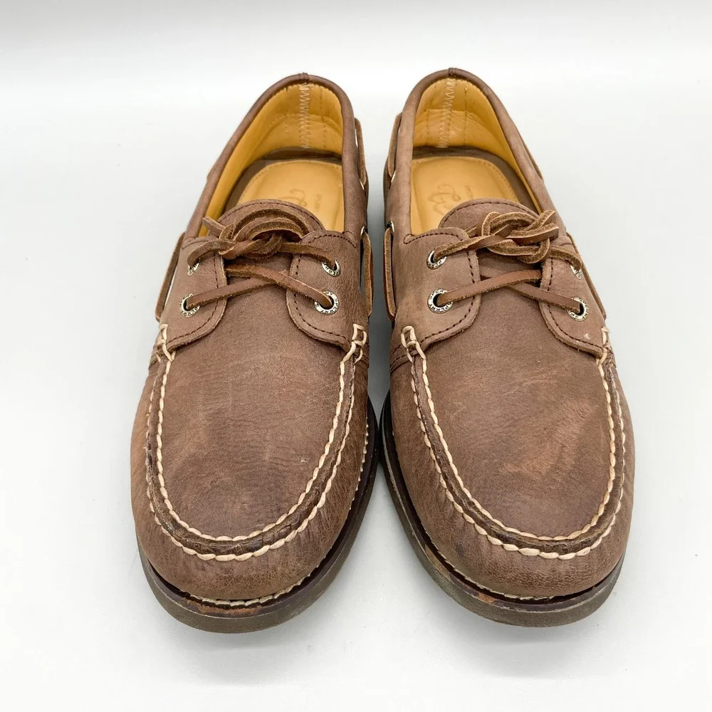 Sperry Mens 9.5 Gold Cup Authentic Original Brown Leather Boat Shoes Preppy